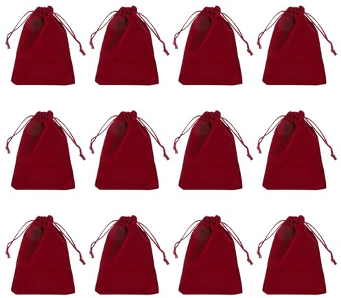 PATIKIL Presentväska, dragskoväska smyckepåse presentförpackningsväska för bröllop gynnar fest födelsedag festivaler, Vinröd, 4 x 5, Myntpåse