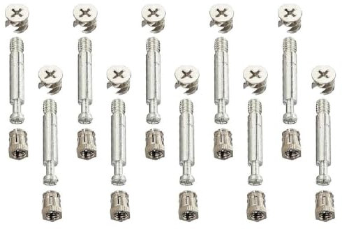 Kit de connexion de meubles 3 en 1, 10 pièces, serrure excentrique à came Ø 15 mm et vis de cheville M6 x 40 mm, écrou en plastique pré-inséré de Ø11,5 mm, pour assemblage de raccords d'armoire,
