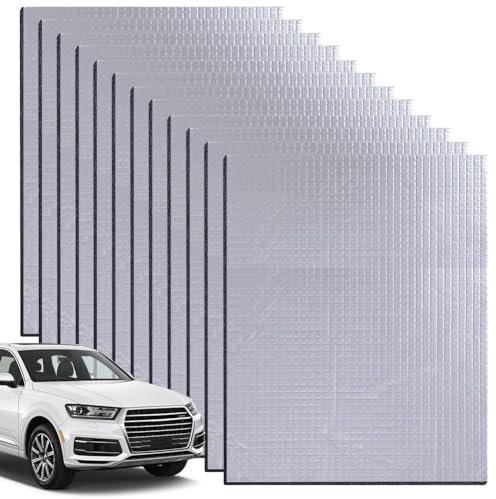 12 Tappetini Isolanti per Auto, 5 mm, 40x25 cm, Autoadesivi, Isolamento Acustico e Termico, per Vano Motore, per isolamento acustico, isolamento, ignifugo, impermeabile