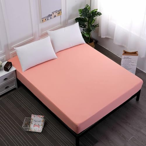 Epinki Betttuch 150x200cm Verstaubar, Bettlaken Unterlage Einfarbig Rose Schlafkomfort, Polyester Laken für Bett für alle Jahreszeiten