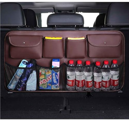 XLKWNNAD Auto Kofferraum Organizer Für Opel Grandland x 2014-2022, Hängend Kofferraumtasche Aufbewahrungstasche Multifunktionale Mit Verstellbaren Gurten Autozubehör,B/Coffee
