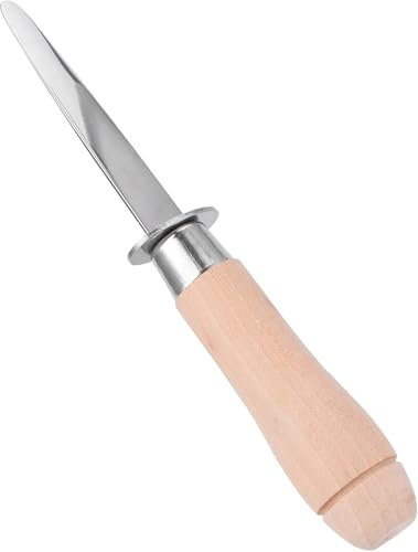Wooden handle oyster knife for easy use stainless steel clam knife, oyster shell opener seafood scallop shell opener bottle opener, sturdy and durable, suitable for family restaurants
