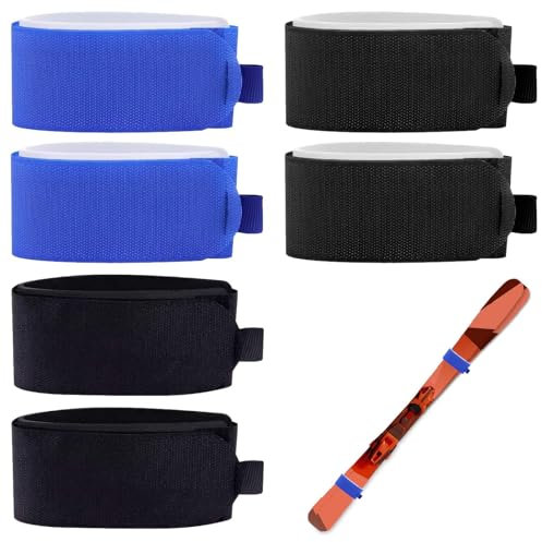 Skibänder Ski Klettband 6 Stück Set mit verstellbaren Klettverschluss, für Ski-Boards, verstellbar, mit Schaumstoffpolsterung, für Herren und Damen, für eine sichere Aufbewahrung