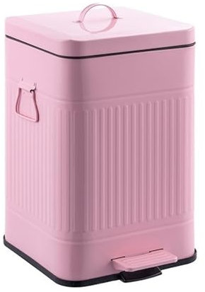 Cubo de basura para exteriores Bote de basura cuadrado con tapa, 5,2 galones, cierre suave, bote de basura de metal vintage con pedales for exteriores, casa de campo, baño, dormitorio, oficina Cubo de