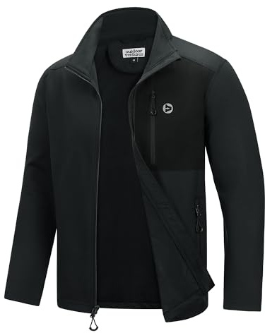 Outdoor Ventures Men's Sport Jacket with 5 Pockets Knitted Cardigan | Reflective Logo, Breathable, Lightweight, 4-Way Stretch, Wear Resistent, for Running Hiking Fitness Work Casual