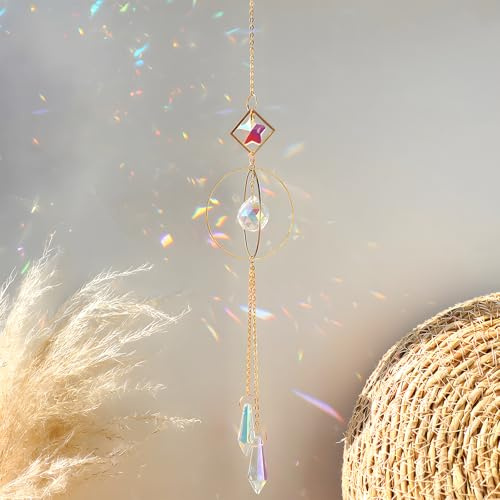 svpfuo Atrapador de sol, cristal, atrapasueños, decoración de ventana, moderno, atrapasueños de luz, carillón de viento colgante, cristal, adecuado para ventanas, salón, jardín, fiesta, decoración de