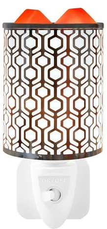 Metal Wax Melt Burner Oil Burner Plug in, Electric Candle Wax Warmer Melter Essential Oil Fragrance Burner, Night Light Aroma Lamp For Home Office Bedroom Gifts & Decor (Silver-Rhombic Hole)