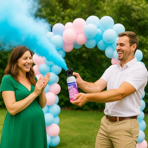Baby Shower Gender Reveal Powder Cannon – Spray de polvo para bebés – Nube de colores de 10 seg – Mini Extintores en polvo - Set de 2 – Azul