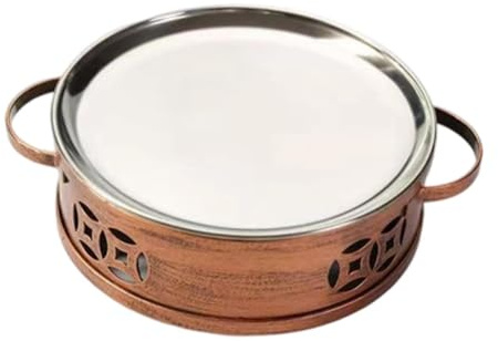 Fenteer Plat de Cuisson Rond Plat à Poisson et Plat à Rôtir Plateau de Service en Acier Inoxydable avec Chauffage Efficace Convenant pour Les Restaurants et, 20 Cm X 6.2 Cm