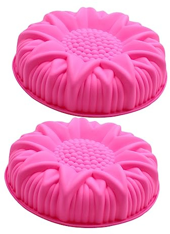 UTHCLO Molde para Hornear Pasteles DIY de Silicona 2 Piezas Tamaño Grande Diseño Girasol Reutilizable para Horneado Casero y Repostería Creativa
