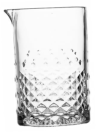 FUNNETOYU 1Pc Carved Mixing Glass Thick Crystal Cocktail Mixing Glass for Easy Pouring Beverages Bar Accessory for Home and Events