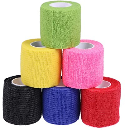 PLAFOPE 6pcs 5x450cm Nonwoven Elastic Self Adherent Wrap Stretch Compression Support for Athletic Injuries Home Outdoor First Aid
