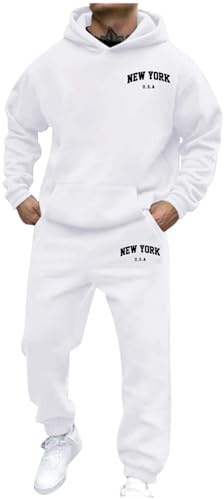 Generisch Jogging Suit Men's Tracksuit 3D Logo Jogging Suit Set Men's California Sports Suit Warm Hoodie Jogging Bottoms 2-Piece Y2K Hip Hop Fitness Suit Loose Fit Running Suit