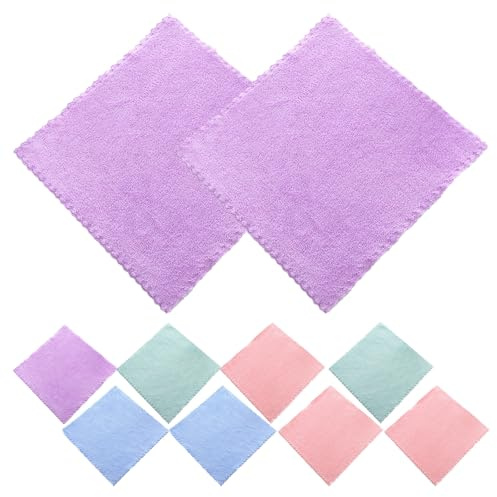 PAMINGONO Lot de 10 Lingettes Démaquillantes Visage en Microfibre Douce Carrées 25X25 CM Réutilisables et Absorbantes Serviettes en Polaire Corail Multicolores pour Couleur Aléatoire