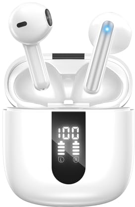 JBES Wireless Earbuds Bluetooth Earphones, 60H Deep Bass Ear Buds with 6 Noise Cancelling Microphone, IP5 Waterproof in Ear Headphones for iPhone Android Sports Gaming (Light Green)