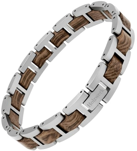 Holzwerk SILBERSEE Natur Holz Armband für Damen und Herren Holzarmband Herrenarmband Damenarmband Braun Zebra Einstellbar inkl. Armbandkürzer und Aufbewahrungsbox