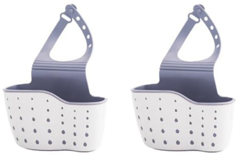 TIKODIDA Portaspugna Cucina Lavello a 2 Pezzi, Cestello a Doppio Strato in Plastico, Regolabile, Salvaspazio per Cucina