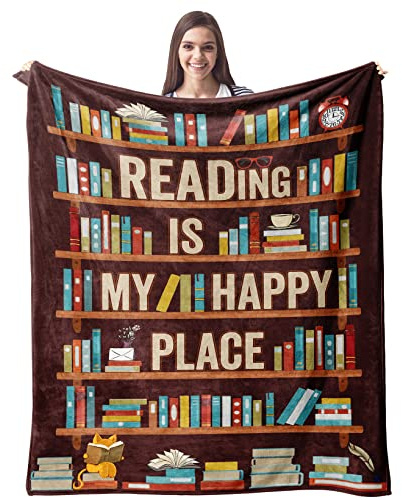 CUJUYO Book Lovers Gifts Blanket - Librarian Gifts Throw Blankets 60x50 - Book Club Gifts for Reading Lover Bookish - Literary Gift Ideas - Best Bookworm Gifts on Birthday Christmas Graduation