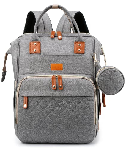 Edibaby, Mochila Carro Bebe, Cambiador Pañales Bebes, Mochilas Pañaleras, Bolsa Pañales Maternidad para Mama, Portatil con Ganchos para Carro (Gris)
