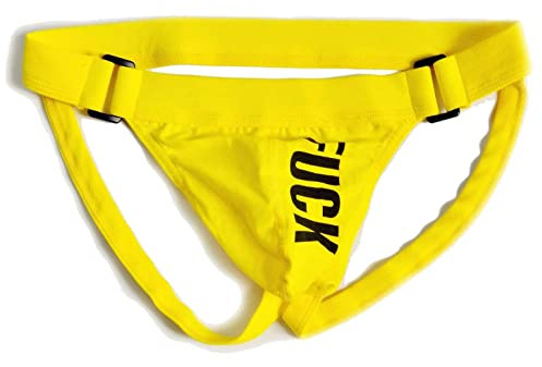 Alienjoy Jockstrap stringtrosa för män sexiga underkläder män trosor stringtrosa bomull låg midja G-string sport jockstrap kalsonger, GUL, L