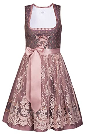 Edelnice Trachtenmode Mini Dirndl Madeleine di design, con grembiule Dirndl e Charivari, taglia 32-56, Colore: rosa., 58