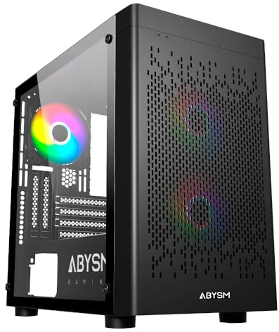 Abysm Gaming Caja PC Gamer Danube INVA MX202 Negra, con Tres Ventiladores ARGB y Compatible con Placas Base Micro ATX e ITX y Tarjetas Gráficas de hasta 330 mm