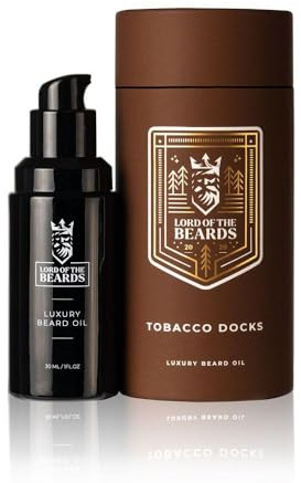 LORD OF THE BEARDS Premium Beard Oil for Men - Sweet Tobacco Scented, Tobacco Vanilla – Premium Beard Care with Organic Argan, Jojoba, Coconut Oils – Beard Growth Oil - 30 ml