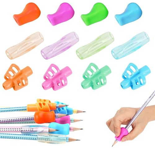 Vicloon Impugnatura Matita Bambini, 12PCS Impugnatura Penna, Ergonomico Matita Grip Pencil Grips Aiuto Scrittura Strumento Correzione Della Postura per Bambini Adulti, Multicolore