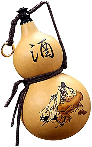 Flaschenkürbis,Reiner natürlicher Weinkürbis Krug, Sake-Flasche, Weintopf, Sake-Set, Flagon, natürlicher Wein, Kürbis-Anhänger, tragbare Wasserflasche for den Außenbereich/Kunsthandwerk/Weinkrug/Weing