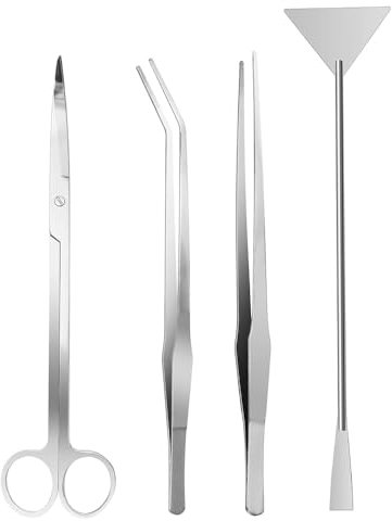 ANMEISH Aquarium Aquascape Tools Kit, 4 in 1 Aquarium Scissor Tweezers Spatula, Stainless Steel Aquatic Plants Aquascaping Tools Set for Fish Starter Kits & Aquariums Tank
