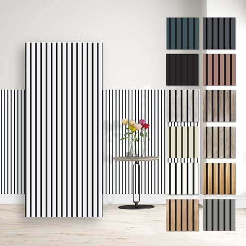 HEXIM Paneles Acústicos 138,5x60cm - Pared de Lamas Flexible Madera MDF Paneles de Pared Revestimiento de Lamas Revestimiento Mural Decoración (1 panel / 0,83 m² White - APH11)