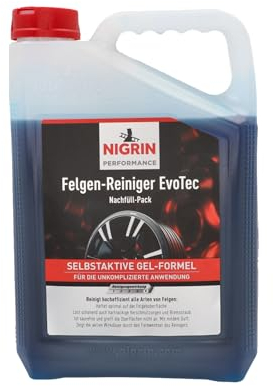 NIGRIN Felgen-Reiniger EvoTec hocheffektive Reinigung Aller Arten von Felgen, integrierter Wirk-Indikator, selbstaktiv, säurefrei blau 3 Liter
