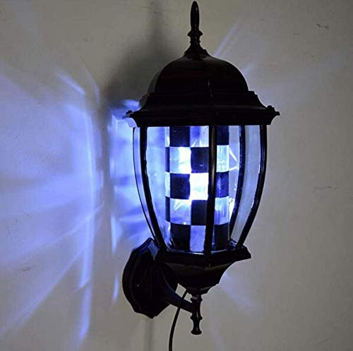 LVSEWOA Poste de barbería Retro con luz LED, con Rayas Rojas, Blancas y Azules, para Exteriores, Letrero Giratorio para salón, Resistente al Agua, Ahorra energía y se Puede Montar en la Pared A (D)
