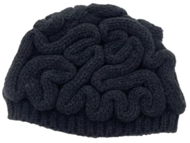 ZwaitL Damenhut mit Spoof, Cerebrum, Strick, für Skifahren, Wandern, Outdoor, winddicht, Totenkopf-Hut, Partyhut, Schwarz, Schwarz , Einheitsgröße