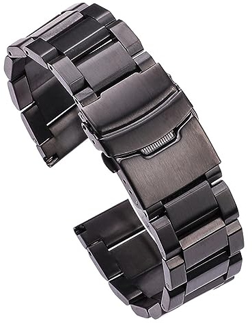 HMFANG Klockarmband I Rostfritt Stål Kvinnor Män Metall Klockarmband Länkarmband 18 Mm 20 Mm 22 Mm 24 Mm Tillbehör Silver Rose Guld Svart(Black,24mm)