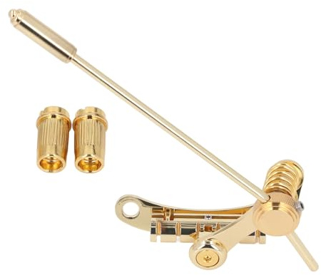 Gitarr bakstycke tremolo ersättning, elektrisk gitarr Vibrato bakstycke tremolo, guldfärgad aluminiumlegering Bridge Stop Bar, förbättrad hållbarhet och resonans, kompatibel med