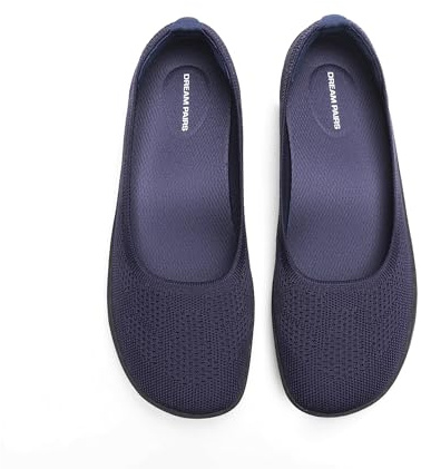 DREAM PAIRS Women's Ballet Flats Dressy Arch Support Wide Toe Box Knit Flats Comfortable Round Toe Slip On Travel Work Business Office Barefoot Shoes,Size 6,Navy,SDFA26015W