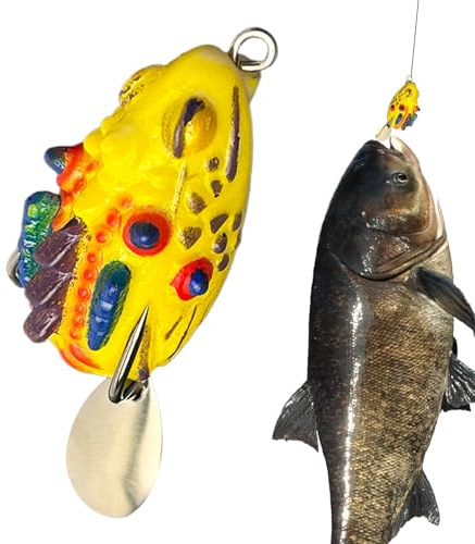 Grodliknande Fiskeagn - och realistiska beten,Tåligt skeddrag för vegetation,för Sötvatten Saltvatten Sjö Älv Fiskare Gädda Snakehead