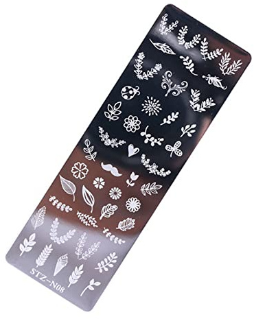 Nail Art - Plantilla de estampación de imágenes de flores diseño de mariposa manicura estampación de esmalte de uñas para el hogar o el salón placa de estampación placa de sello para vacaciones arte
