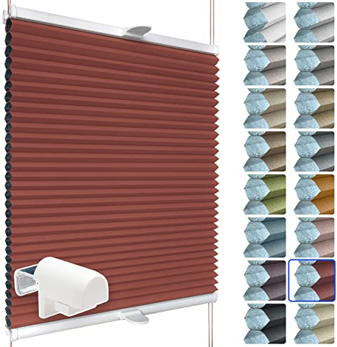SchattenFreude Waben-Plissee nach Maß für Fenster | 100% verdunkelnd/Blackout | Mit Klemm-Haltern | Klemmfix ohne Bohren | Rot (Weiße Rückseite), Breite: 70-90cm x Höhe: 100-150cm