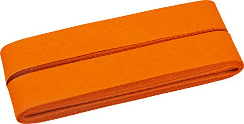Unifarbenes Schrägband, Baumwolle, vorgefalzt, 20 mm breit - 2 Packungen á 5 Meter, Orange