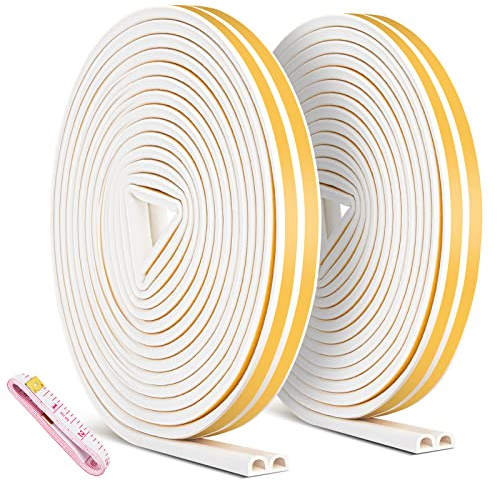 2 Pack 20m Joint Fenetre Isolation, Miciler Auto-adhésif Anticollision Bande de Joint, D-Profi Joint d'étanchéité de Porte et Fenêtre pour Anti-intempéries/isolation acoustique - 9mm*6mm