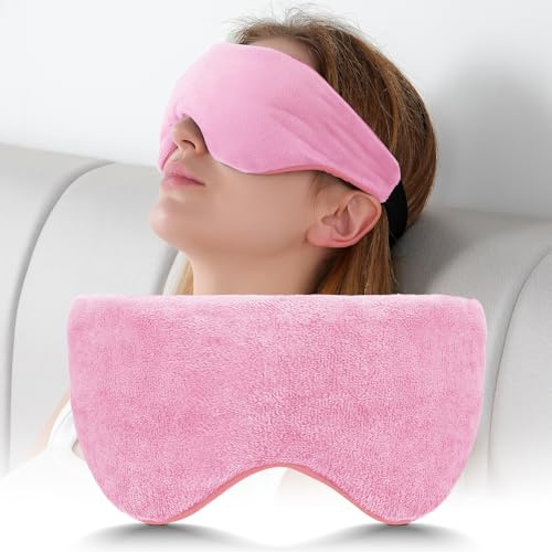 Sivio Viktmask, uppvärmbar och kylbar vikt huvudkudde med justerbar rem, mjuk, andningsaktiv ögonskydd av bomull för snabbare och bättre sömn, rosa