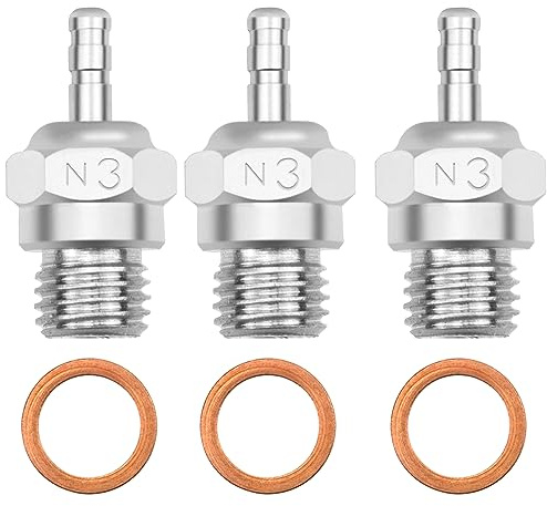 ShareGoo RC Glow Plug #3 N3 Medium Hot Spark Nitro Engine Parts 70117 for Traxxas Kyosho Redcat HPI HSP 1/8 1/10 RC Car Truck Buggy (3Pack)