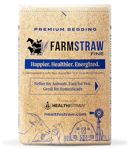 HealthiStraw FarmStraw Fine Cut, 3 cu ft (25 lb) Expands to 10+ cu ft – Wheat Straw Bedding for Homesteads, Hobby Farms & Small Pets – Dust-Free, Allergen-Free, Absorbent, Soft, Sustainably Sourced