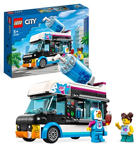 LEGO 60384 City Slush-Eiswagen Set, Sommer-Fahrzeug-Spielzeug mit Kinderspielfiguren, Konstruktionsspielzeug für Kinder ab 5 Jahren, Geschenk für Mädchen und Jungen