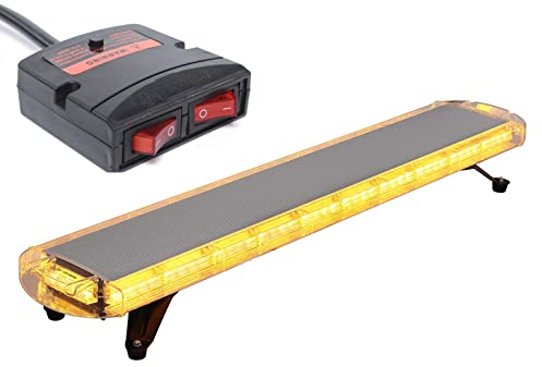 96 LED Rundumleuchte DC 12/24V Steuerschalter Blitzleuchte Schraube Amber Warnleuchte Notfallblinklampe Auto Lichtleiste für LKW Dach Oben Gelb Warnlicht