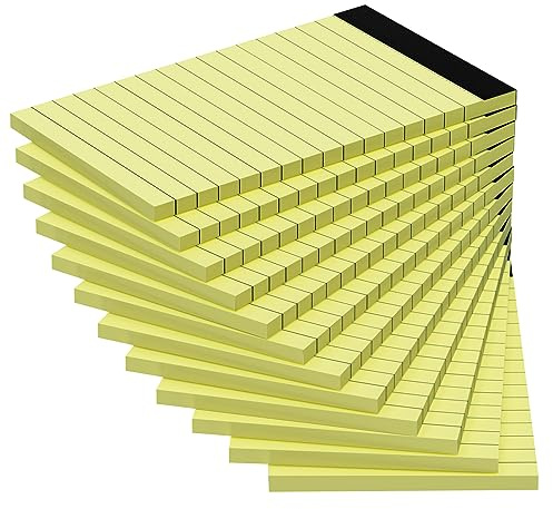 12 Pack Note Pads 3x5 Inch, Small Notepad, Pocket Notepads for Daily Planning, Memo Pads Lined Paper for Grocery List Shopping List, Perforated Yellow Writing Pads, Scratch Pads, 30 Sheet/Note Pad