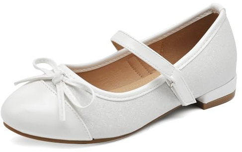 IF Scarpe Ballerine da Bambina Ragazza Fiocco Glitter Cerimonia Gioiello Comunione W7050 Bianco N.30