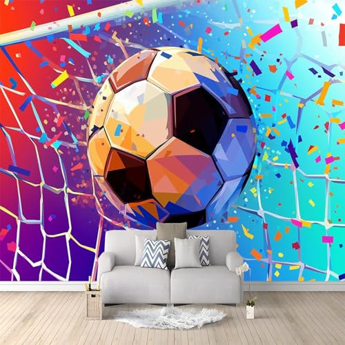 Wallpaper Doodle Football Goal Goal pohot Wallpaper 400 x 280 cm Wallcoverings for Bedroom Living Room TV Backdrop Kitchen Blue